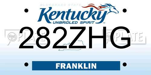 282ZHG Kentucky License Plate