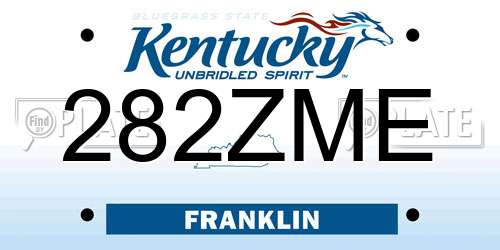 282ZME Kentucky License Plate