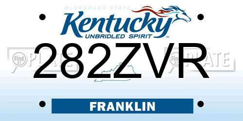 282ZVR Kentucky License Plate