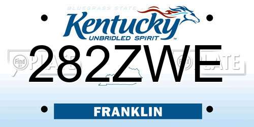 282ZWE Kentucky License Plate