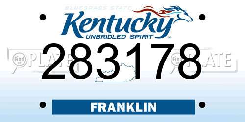 283178 Kentucky License Plate