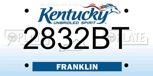 2832BT Kentucky License Plate