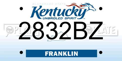 2832BZ Kentucky License Plate