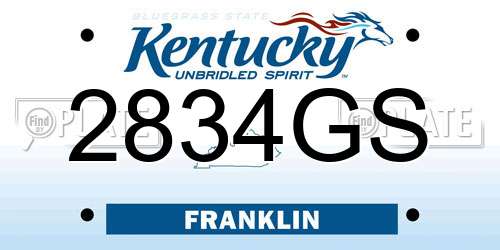 2834GS Kentucky License Plate