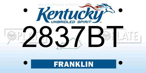 2837BT Kentucky License Plate
