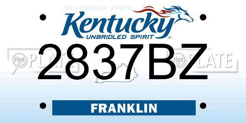 2837BZ Kentucky License Plate