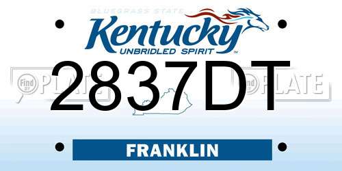 2837DT Kentucky License Plate