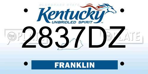 2837DZ Kentucky License Plate