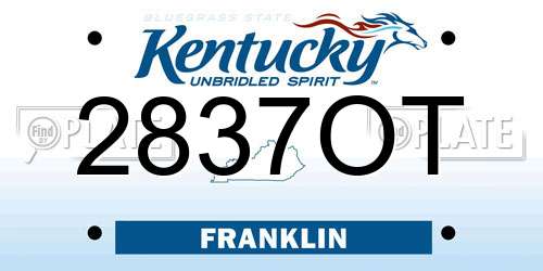 2837OT Kentucky License Plate