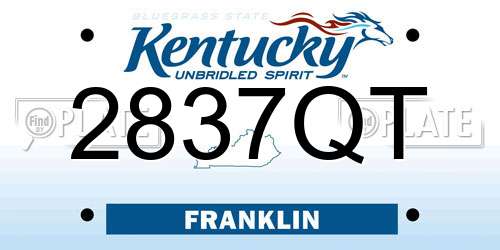 2837QT Kentucky License Plate