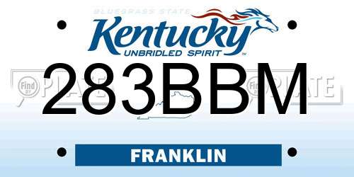 283BBM Kentucky License Plate