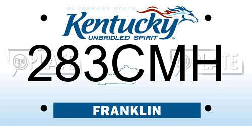 283CMH Kentucky License Plate