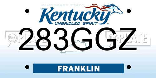 283GGZ Kentucky License Plate