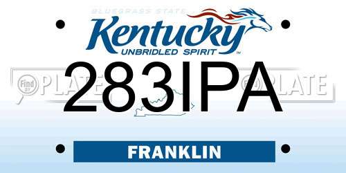 283IPA Kentucky License Plate
