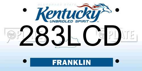 283LCD Kentucky License Plate