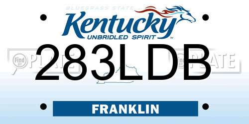 283LDB Kentucky License Plate