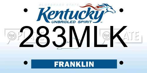 283MLK Kentucky License Plate