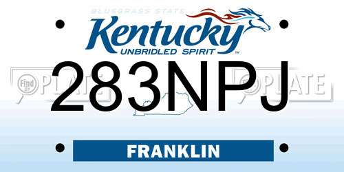 283NPJ Kentucky License Plate