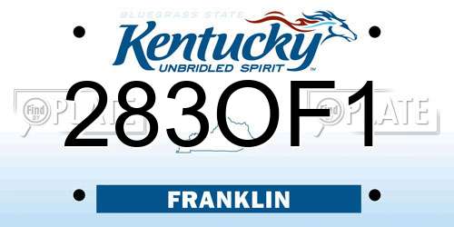 283OF1 Kentucky License Plate
