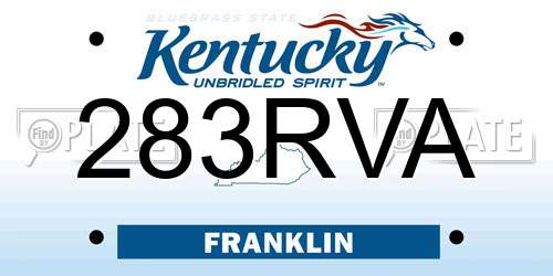 283RVA Kentucky License Plate