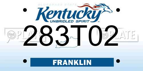 283T02 Kentucky License Plate