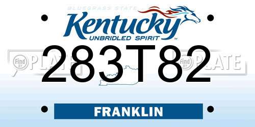 283T82 Kentucky License Plate