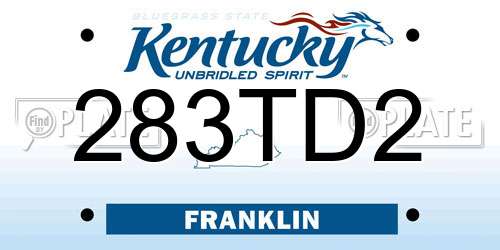 283TD2 Kentucky License Plate