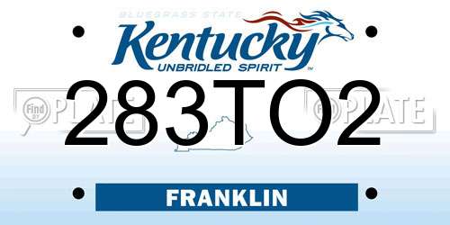 283TO2 Kentucky License Plate