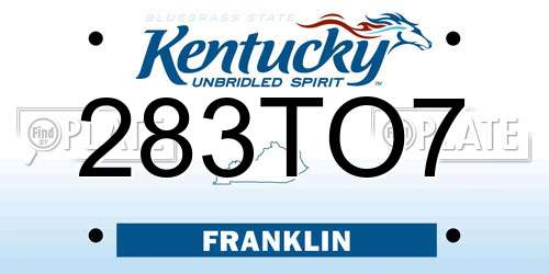 283TO7 Kentucky License Plate