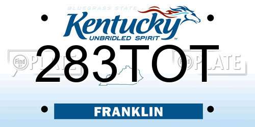 283TOT Kentucky License Plate