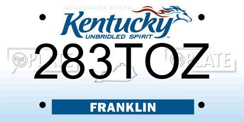 283TOZ Kentucky License Plate