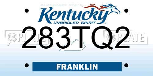283TQ2 Kentucky License Plate