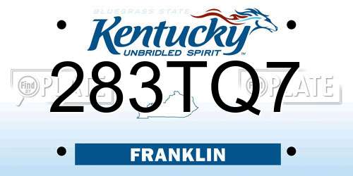 283TQ7 Kentucky License Plate