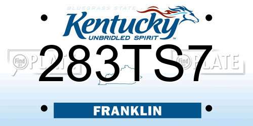 283TS7 Kentucky License Plate