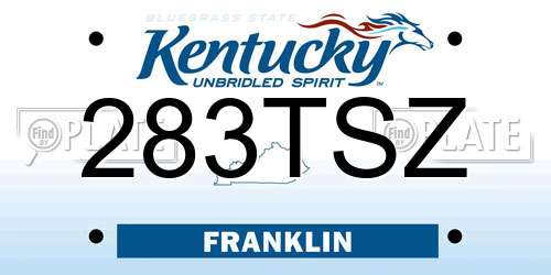 283TSZ Kentucky License Plate