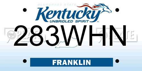 283WHN Kentucky License Plate