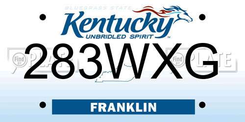283WXG Kentucky License Plate