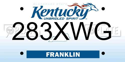 283XWG Kentucky License Plate