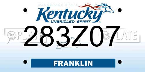 283Z07 Kentucky License Plate