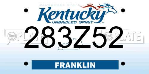 283Z52 Kentucky License Plate
