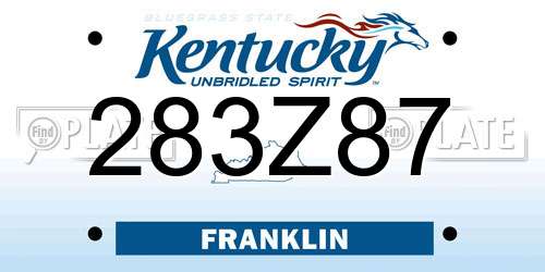 283Z87 Kentucky License Plate