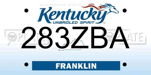 283ZBA Kentucky License Plate