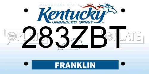 283ZBT Kentucky License Plate