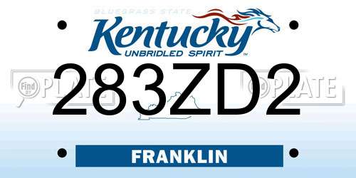 283ZD2 Kentucky License Plate