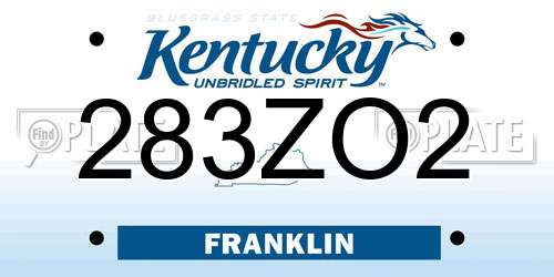 283ZO2 Kentucky License Plate