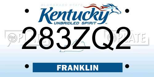 283ZQ2 Kentucky License Plate