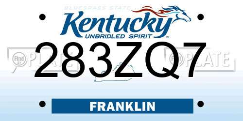 283ZQ7 Kentucky License Plate