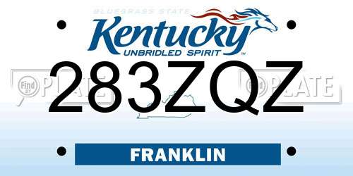 283ZQZ Kentucky License Plate