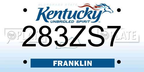 283ZS7 Kentucky License Plate