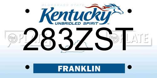 283ZST Kentucky License Plate